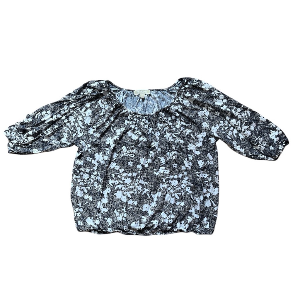 🌸 Michael Kors blue & white floral 3/4 sleeve blouse – size 2X 🌸
